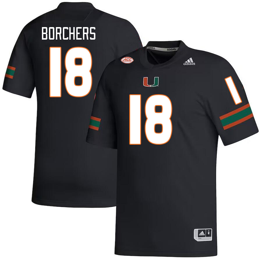 Men #18 Joe Borchers Miami Hurricanes College Football Jerseys Stitched-Black